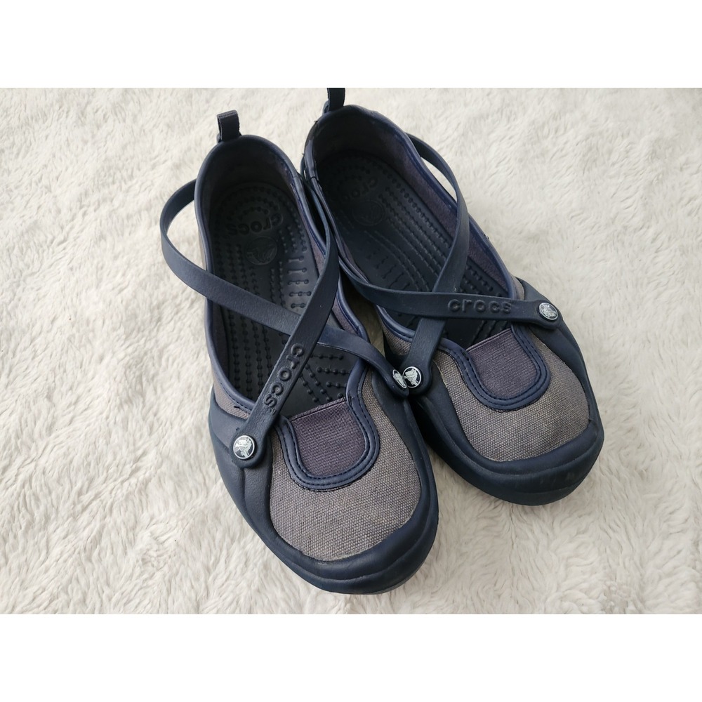 Crocs Celeste Womens Canvas Criss Cross Straps Flat Shoe US Womens 9